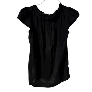 GAP Y2K Black Women's Flutter Sleeve 💯 % Viscose Blouse Size Medium